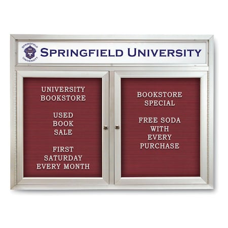United Visual Products Indoor Enclosed Combo Board, 42"x32", Bronze Frame/White Porc & Cobalt UVCB4232BZ-WHTPORC-COBACC